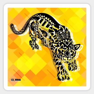 bright yellow floral tiger ecopop Sticker